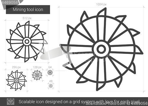 Image of Mining tool line icon.