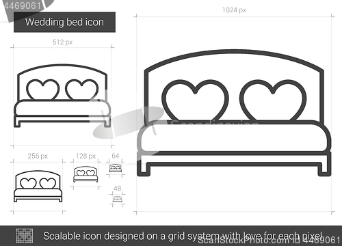 Image of Wedding bed line icon.