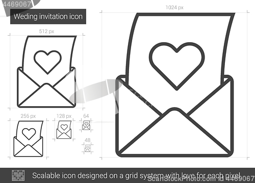 Image of Open love letter line icon.
