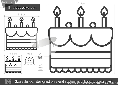 Image of Birthday cake line icon.