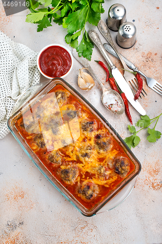 Image of baked meatballs with sauce