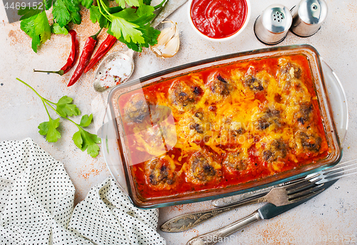 Image of baked meatballs with sauce