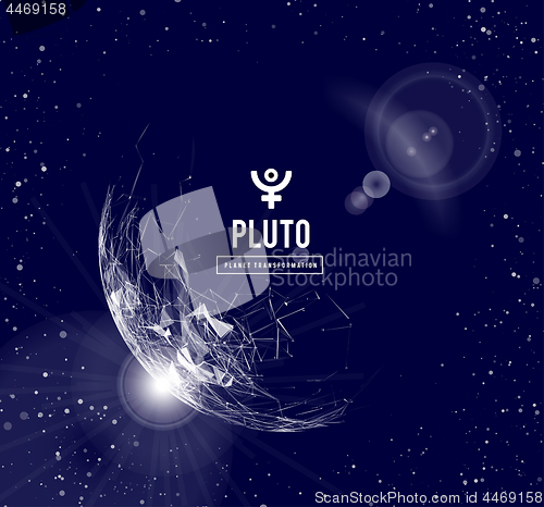 Image of Pluto, the planet responsible in astrology for the transformation, rebirth, the collective energy of the masses. Vector illustration