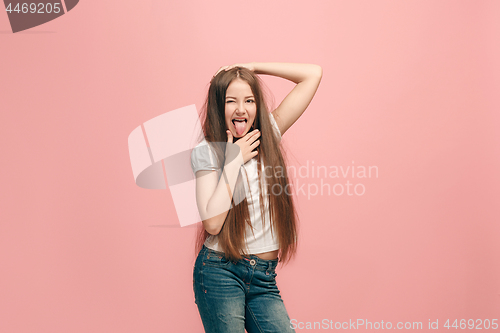 Image of The squint eyed teen girl with weird expression