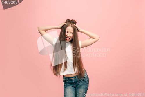 Image of The squint eyed teen girl with weird expression