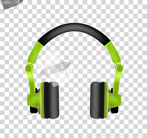 Image of Trendy youth wireless green headphones. Realistic vector illustration on transparency background.