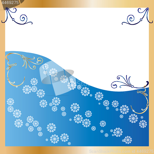 Image of Simple blue Background with snowflakes