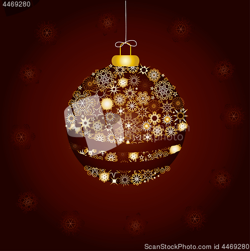 Image of Christmas decoration made from golden snowflakes