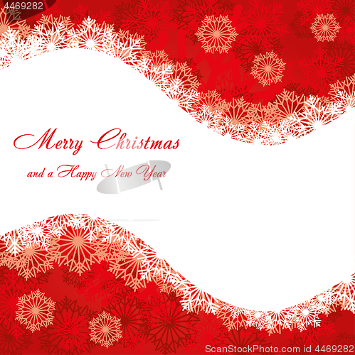 Image of Red Christmas card with snowflakes