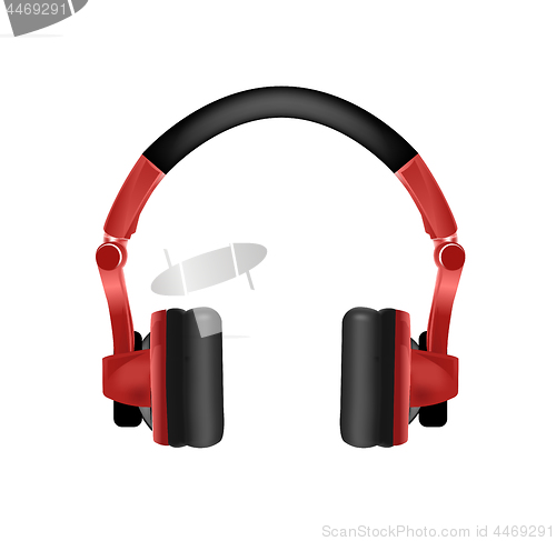 Image of Trendy youth wireless red headphones. Vector illustration on white