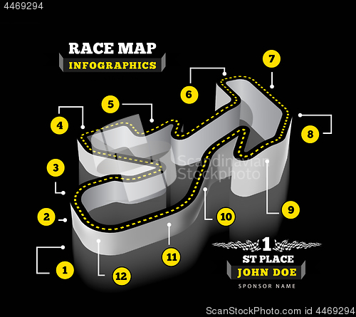 Image of Driving racing circuit vector illustration on black