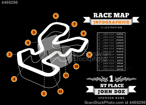 Image of Driving racing circuit vector illustration on black