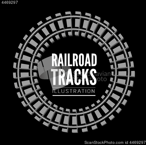 Image of Railroad tracks vector llustration on black background