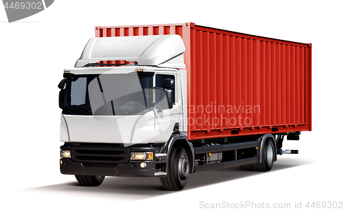 Image of truck with red container