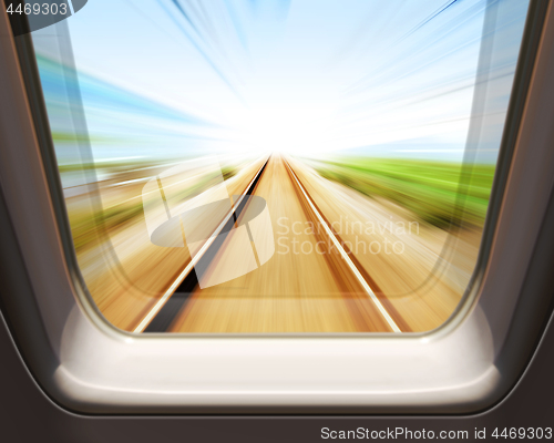 Image of window of high speed train