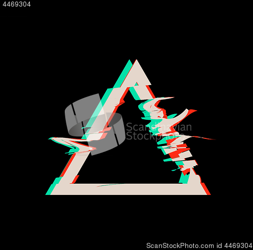 Image of Glitch distortion frame. Vector triangle illustration on black