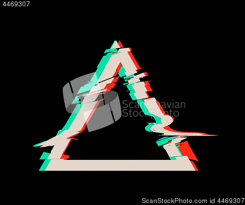 Image of Glitch distortion frame. Vector triangle illustration on black