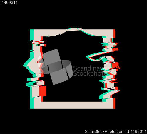 Image of Glitch distortion frame. Vector square illustration on black