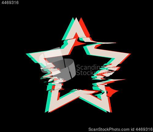 Image of Glitch distortion frame. Vector star illustration on black