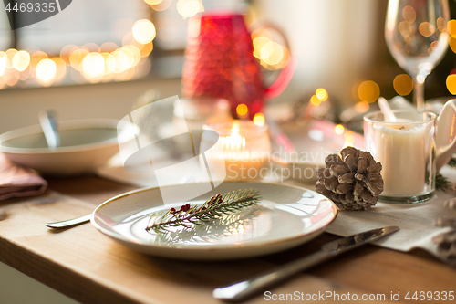 Image of table setting for christmas dinner at home