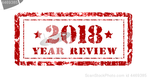 Image of Review of the year 2018, stamp on a white. Vector illustration. Can be placed in multiply mode on your design.