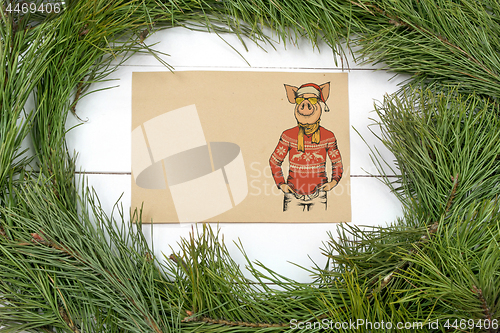 Image of New Year Greeting Card with Pig