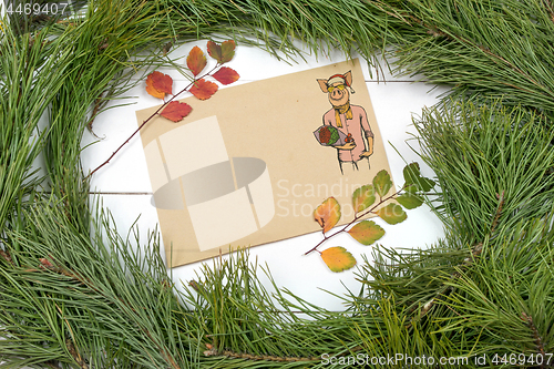 Image of New Year Greeting Card with Pig