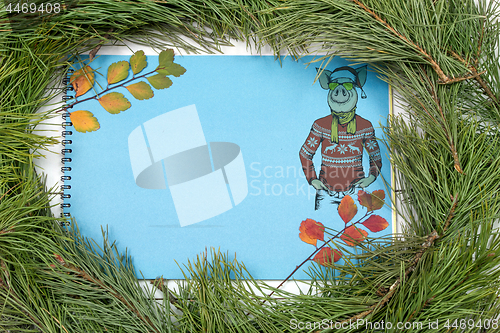 Image of New Year Greeting Card with Pig