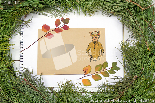 Image of New Year Greeting Card with Pig