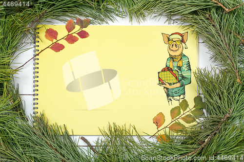 Image of New Year Greeting Card with Pig