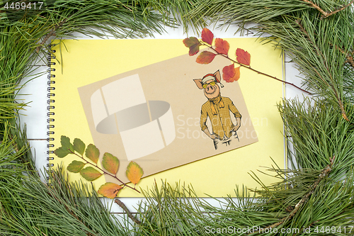 Image of New Year Greeting Card with Pig