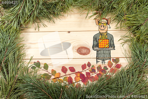 Image of New Year Greeting Card with Pig