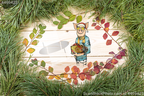 Image of New Year Greeting Card with Pig