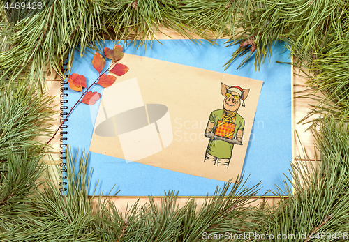 Image of New Year Greeting Card with Pig