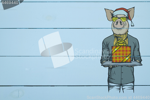 Image of New Year Greeting Card with Pig