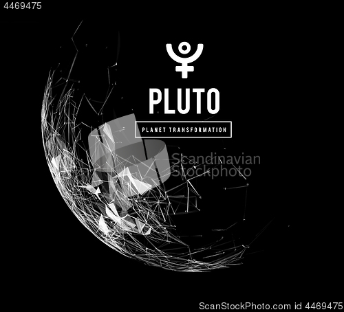 Image of Pluto, the planet responsible in astrology for the transformation, rebirth, the collective energy of the masses. Vector illustration