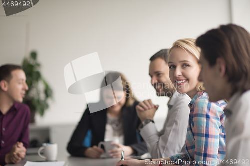 Image of Group of young people meeting in startup office