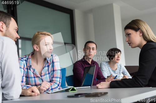 Image of Business Team At A Meeting at modern office building