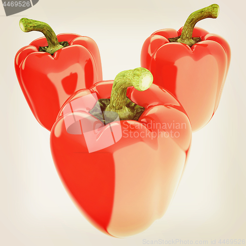 Image of Red bulgarian pepper. 3d illustration. Vintage style