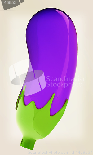 Image of Eggplant icon. 3d illustration. Vintage style