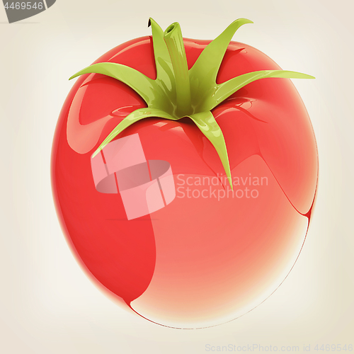 Image of tomato. 3d illustration. Vintage style