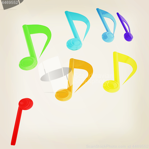 Image of music notes  background. 3D illustration. Vintage style