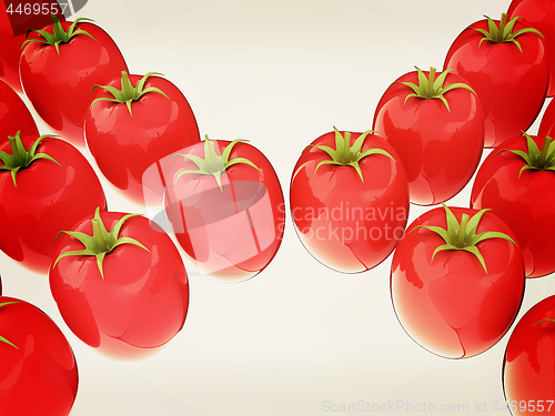 Image of tomato. 3d illustration. Vintage style