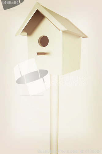 Image of birdhouse - a metal souvenir. 3d illustration. Vintage style