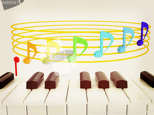 Image of music notes  background. 3D illustration. Vintage style