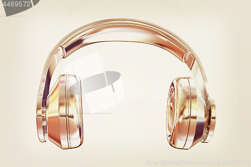 Image of Chrome headphones icon on a white background. 3D illustration. V