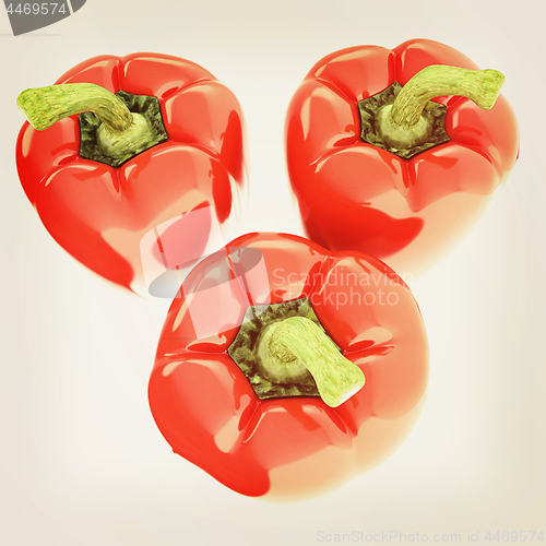 Image of Red bulgarian pepper. 3d illustration. Vintage style