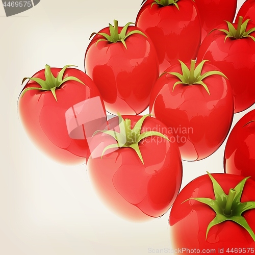 Image of tomato. 3d illustration. Vintage style