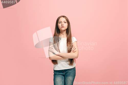 Image of Young serious thoughtful sad teen girl