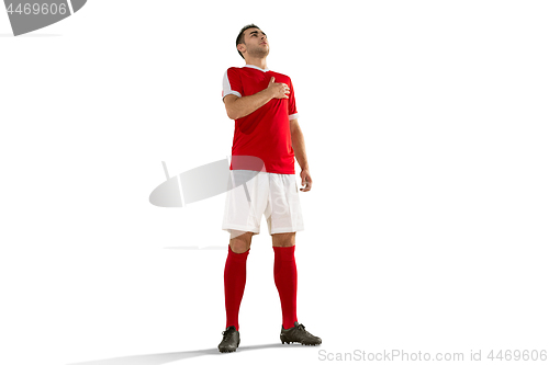 Image of Professional football soccer player isolated white background